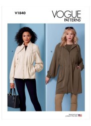 1840 Vogue Very Loose Zippy Unlined  Drawstring Pocket Jacket Lengths, Hood Pattern S-XXL New